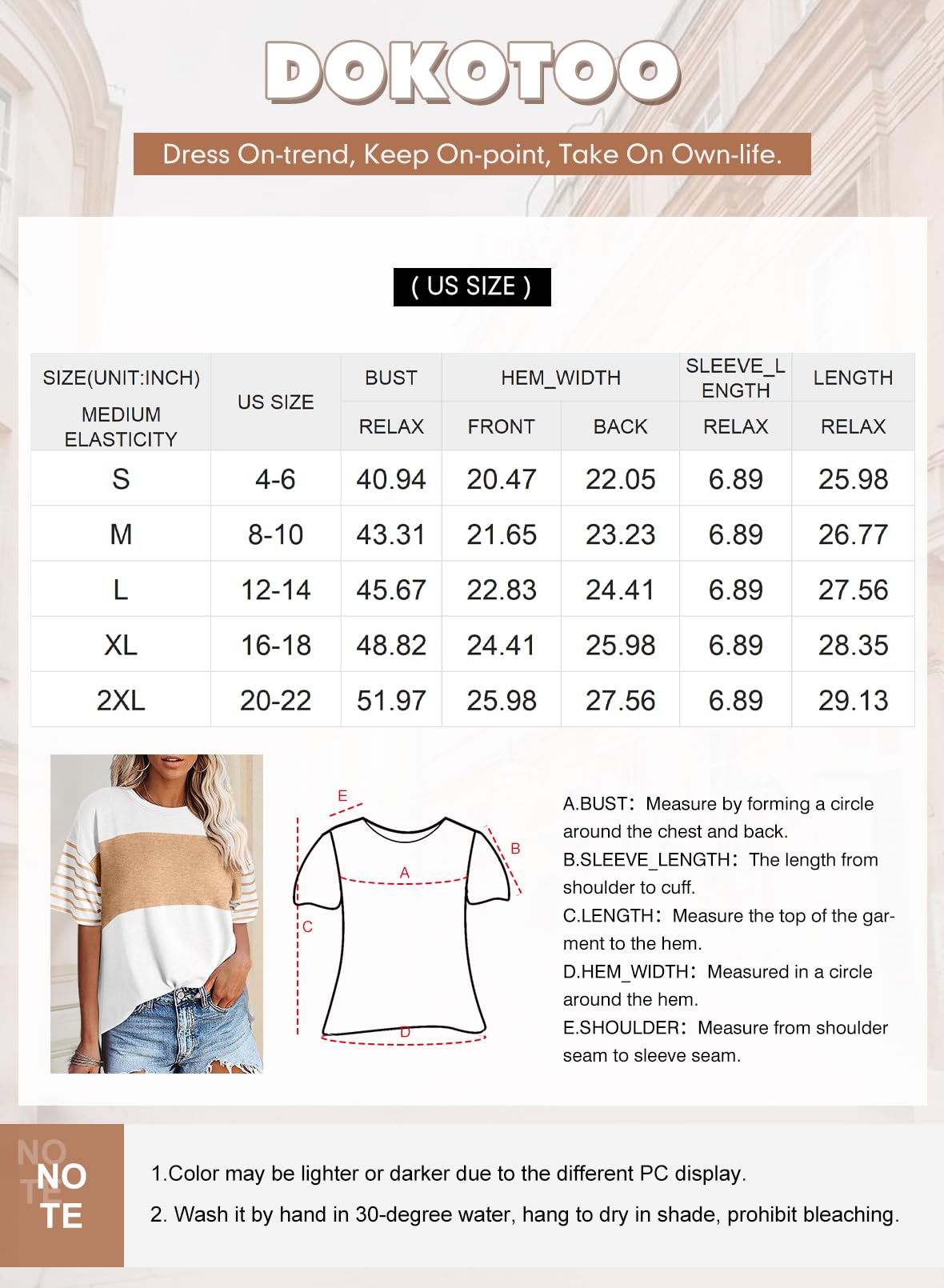 Foto 7 pulgar | Camiseta Dokotoo Para Mujer Con Bloques De Color Rosa Fresa, Talla Grande - Venta Internacional.