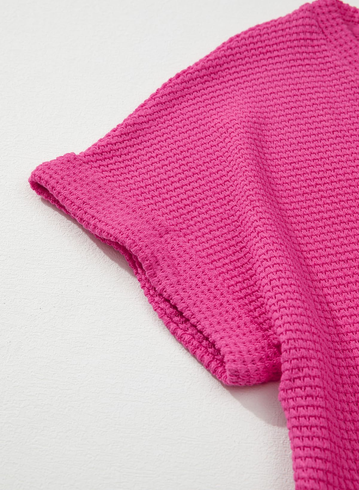 Foto 6 pulgar | Camisetas De Punto Gofrado Con Cuello En V Y Cuello En V De Tops Dokotoo Spring Para Mujer - Venta Internacional.