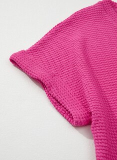 Foto 5 | Camisetas De Punto Gofrado Con Cuello En V Y Cuello En V De Tops Dokotoo Spring Para Mujer - Venta Internacional.