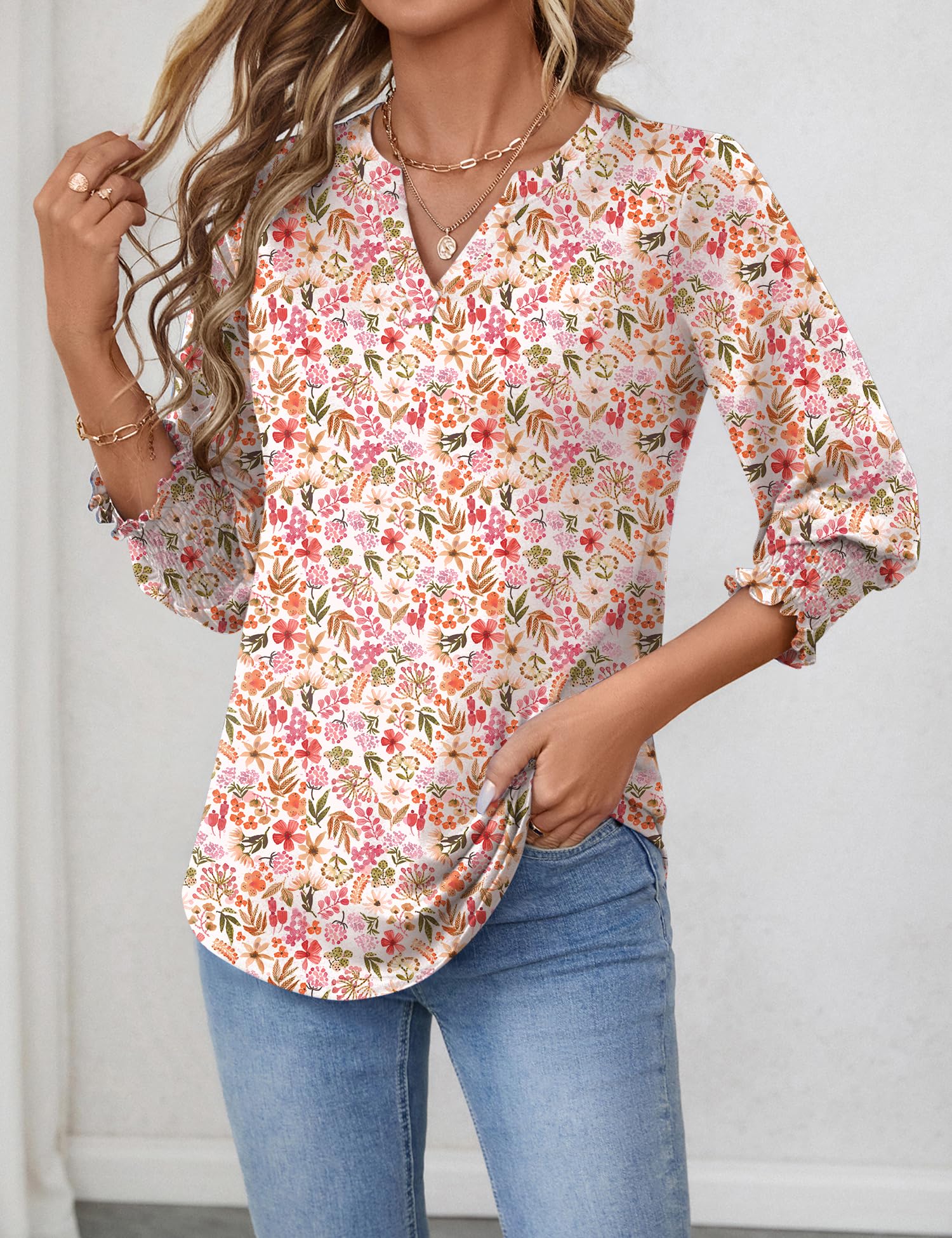Foto 3 pulgar | Blusa Lomon Hasta El Codo Para Mujer Con Manga 3/4 Y Cuello En V - Venta Internacional.