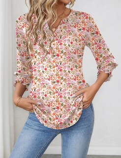 Foto 3 | Blusa Lomon Hasta El Codo Para Mujer Con Manga 3/4 Y Cuello En V - Venta Internacional.