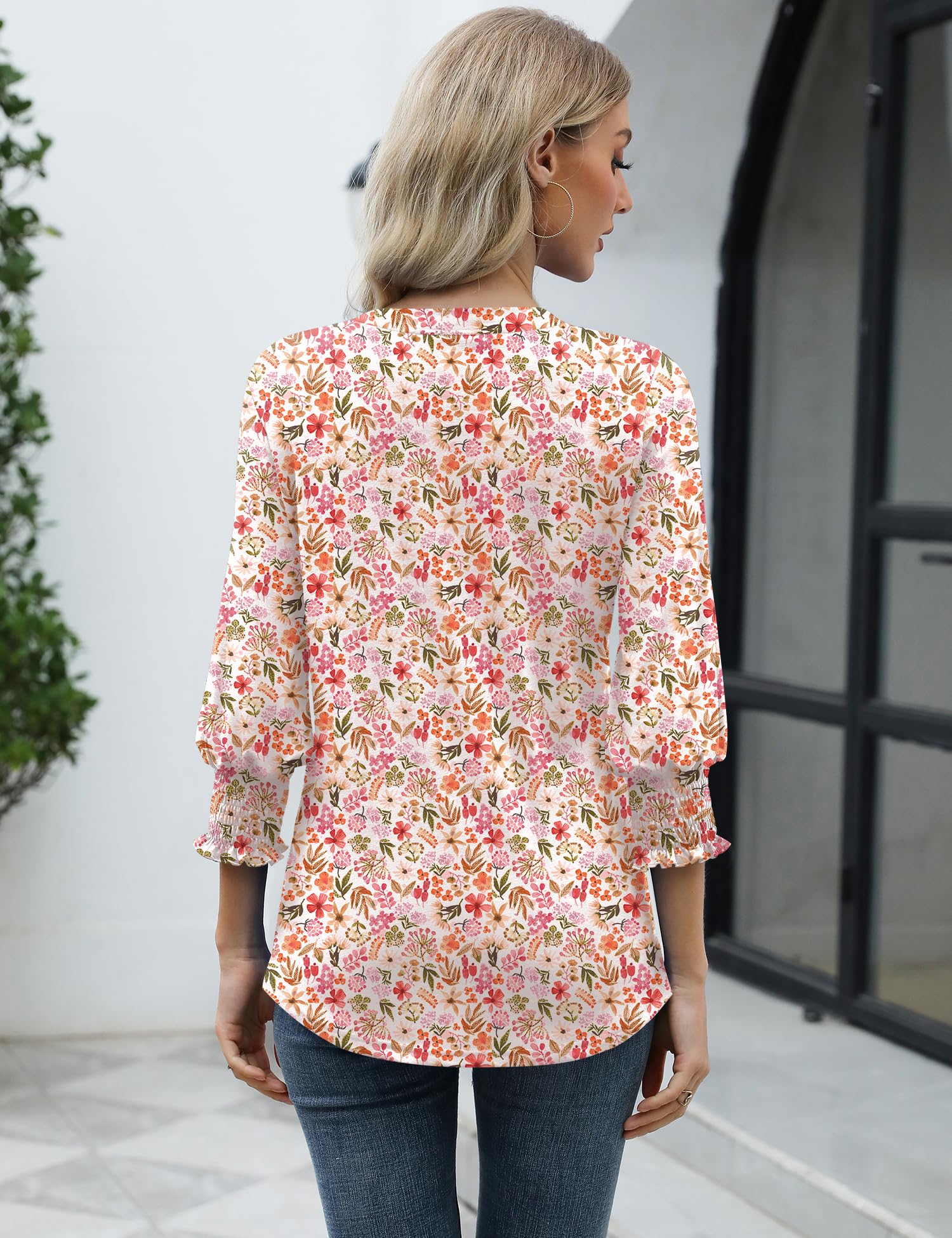Foto 5 pulgar | Blusa Lomon Hasta El Codo Para Mujer Con Manga 3/4 Y Cuello En V - Venta Internacional.