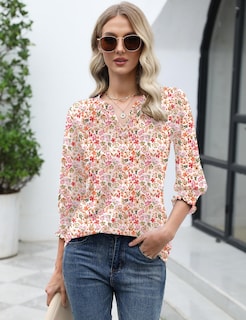 Foto 5 | Blusa Lomon Hasta El Codo Para Mujer Con Manga 3/4 Y Cuello En V - Venta Internacional.