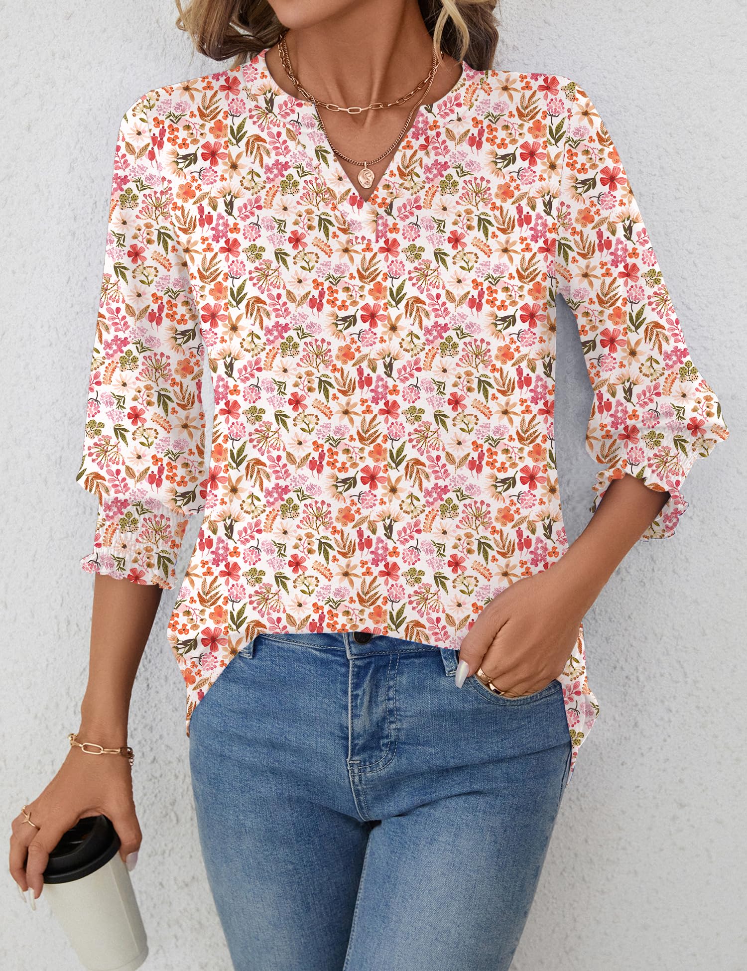 Foto 7 pulgar | Blusa Lomon Hasta El Codo Para Mujer Con Manga 3/4 Y Cuello En V - Venta Internacional.