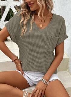 Foto 3 | Top Dokotoo, Bonito Punto Gofrado De Verano, Cuello En V, Para Mujer 2025 - Venta Internacional.