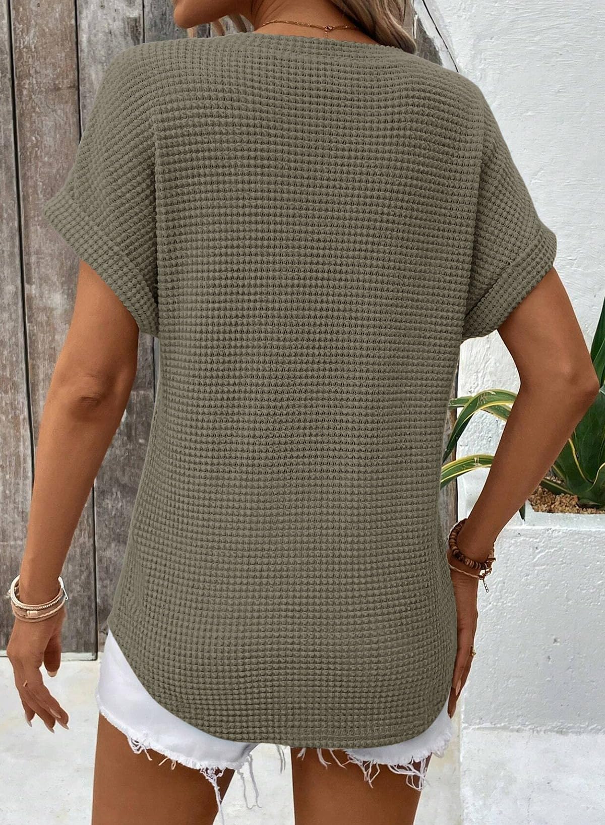Foto 5 pulgar | Top Dokotoo, Bonito Punto Gofrado De Verano, Cuello En V, Para Mujer 2025 - Venta Internacional.