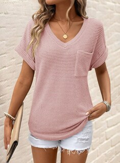 Foto 2 | Top Dokotoo, Bonito Punto Gofrado De Verano, Cuello En V, Manga Corta, Para Mujer - Venta Internacional.