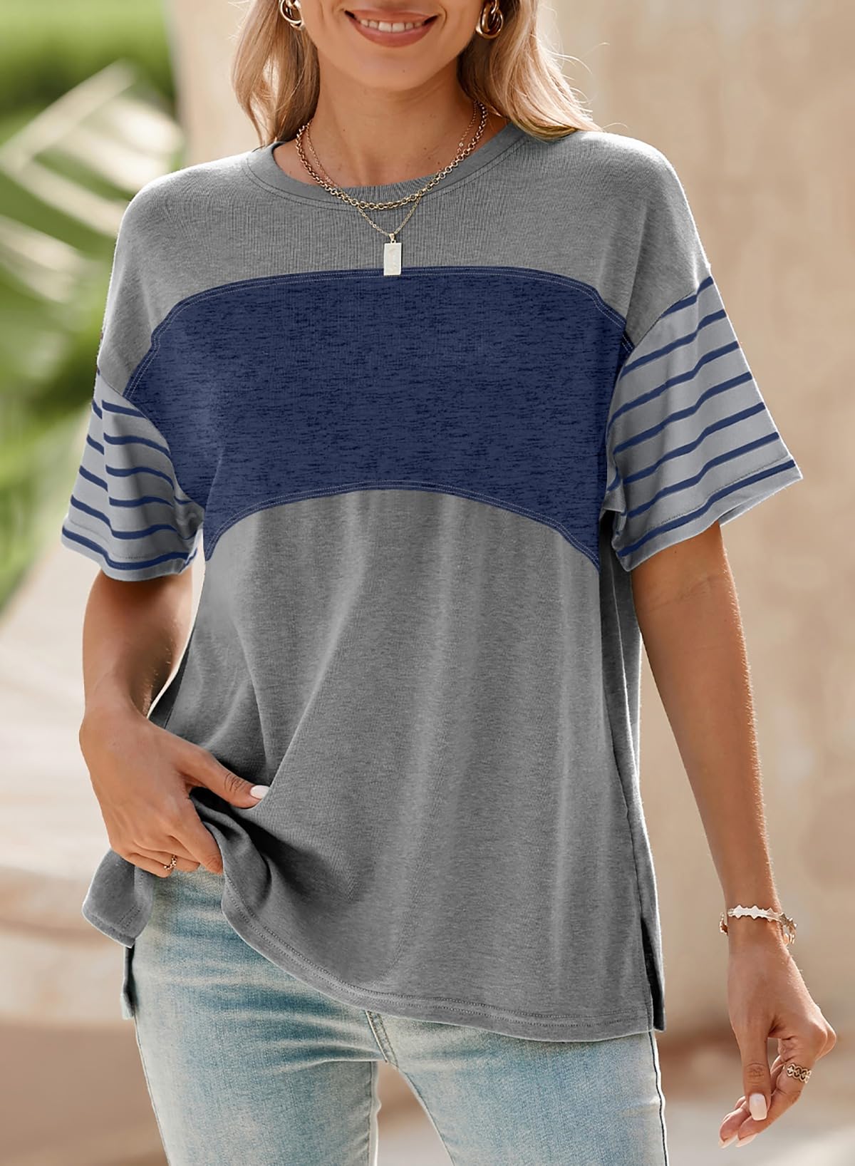 Foto 4 pulgar | Camisetas Extragrandes Para Mujer, Verano 2025 Y Primavera, De Tops Dokotoo - Venta Internacional.