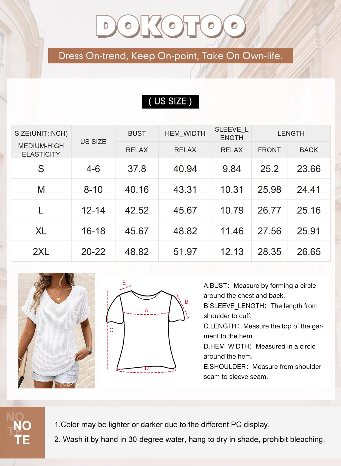 Foto 5 | Tops Dokotoo De Punto Gofrado Con Cuello En V Y Manga Corta Para Mujer, Color Gris - Venta Internacional.