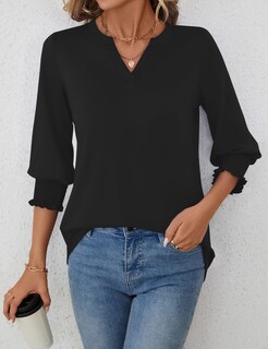 Foto 6 | Top Lomon Para Mujer, Manga 3/4, Cuello En V, Holgado, Negro - Venta Internacional.