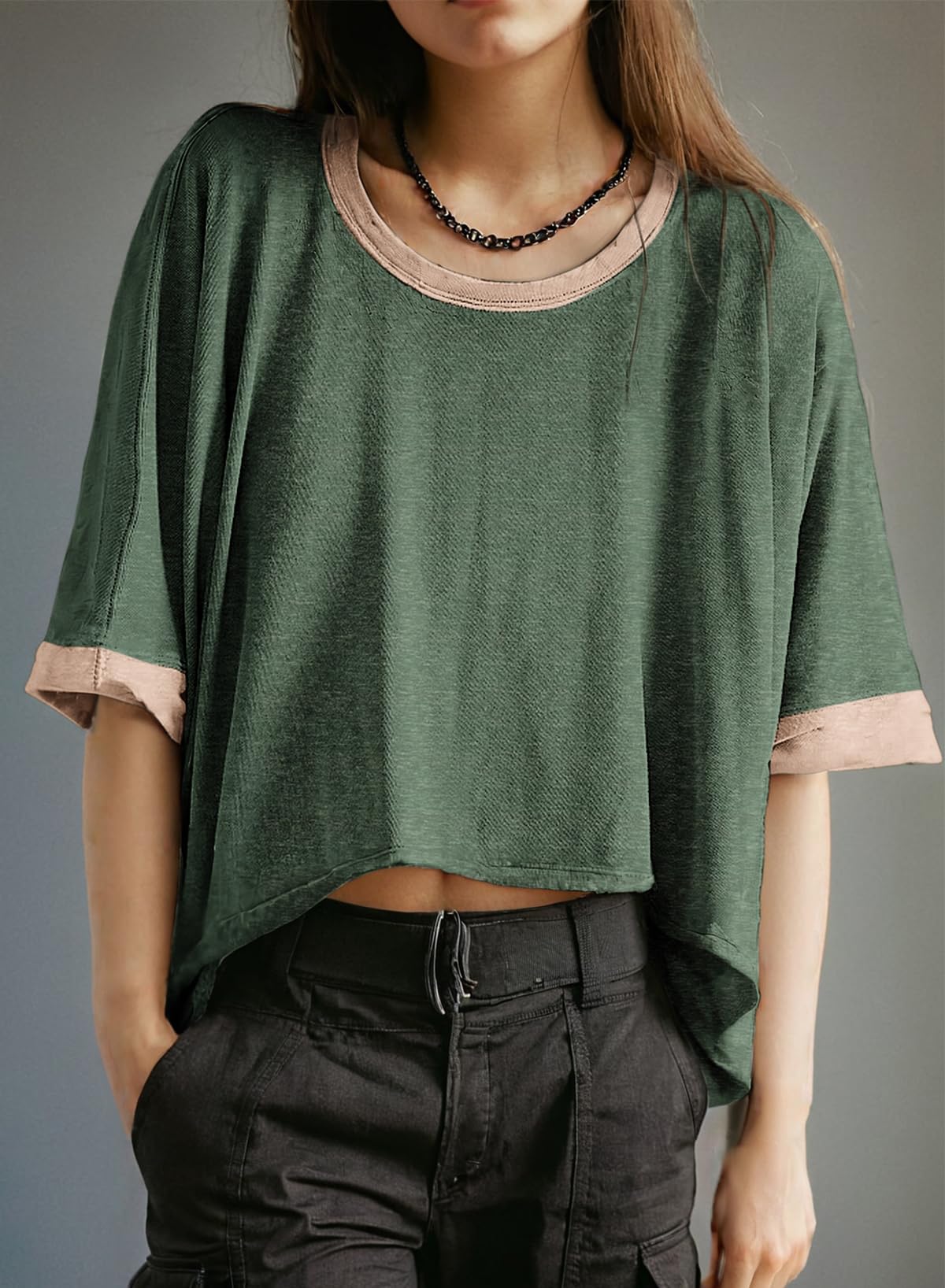 Foto 3 pulgar | Camiseta Dokotoo Summer Color Block Oversized Para Mujer - Venta Internacional.