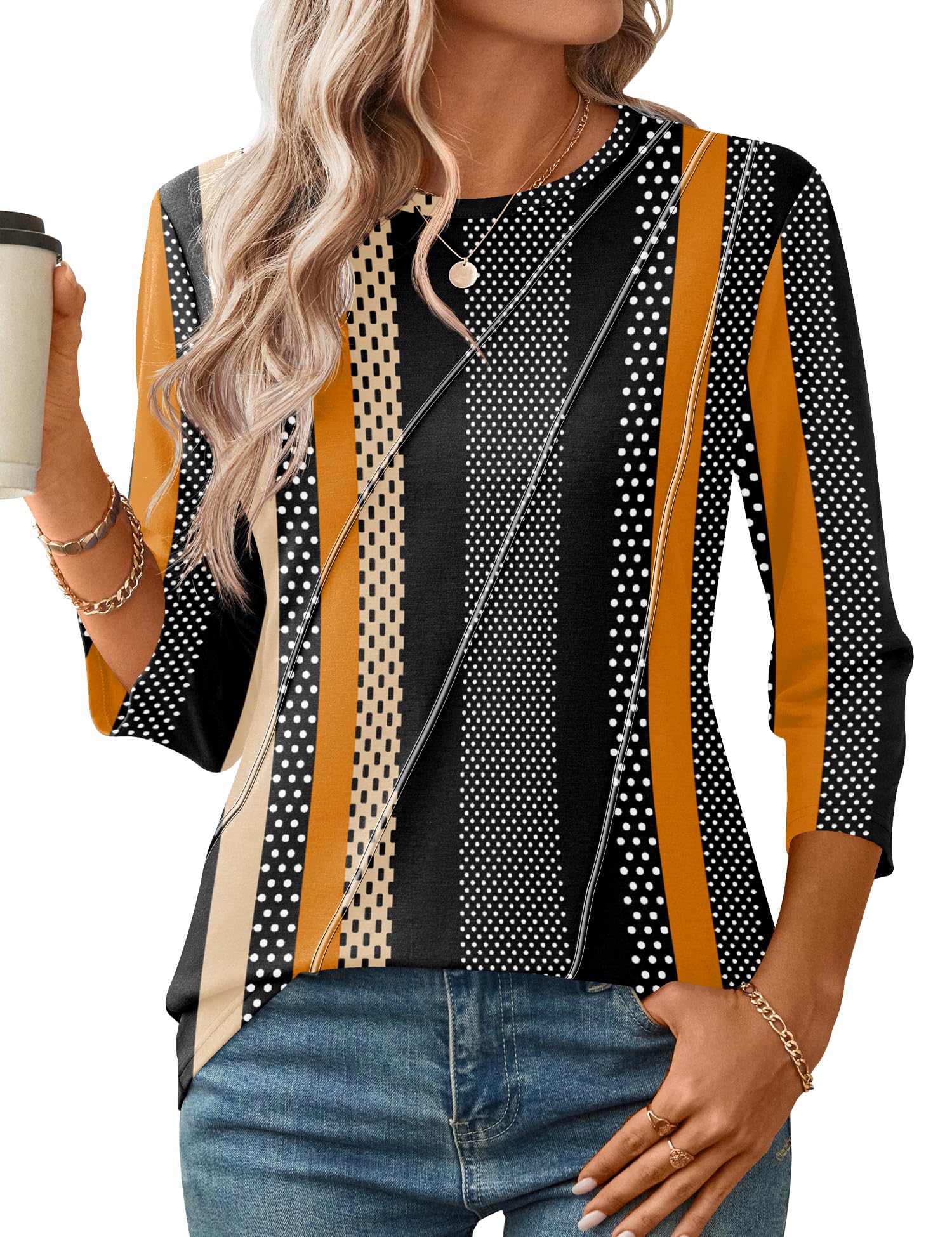Foto 2 | Top Lomon Blusa De Verano De Manga Larga De Manga 3/4 Para Mujer - Venta Internacional.
