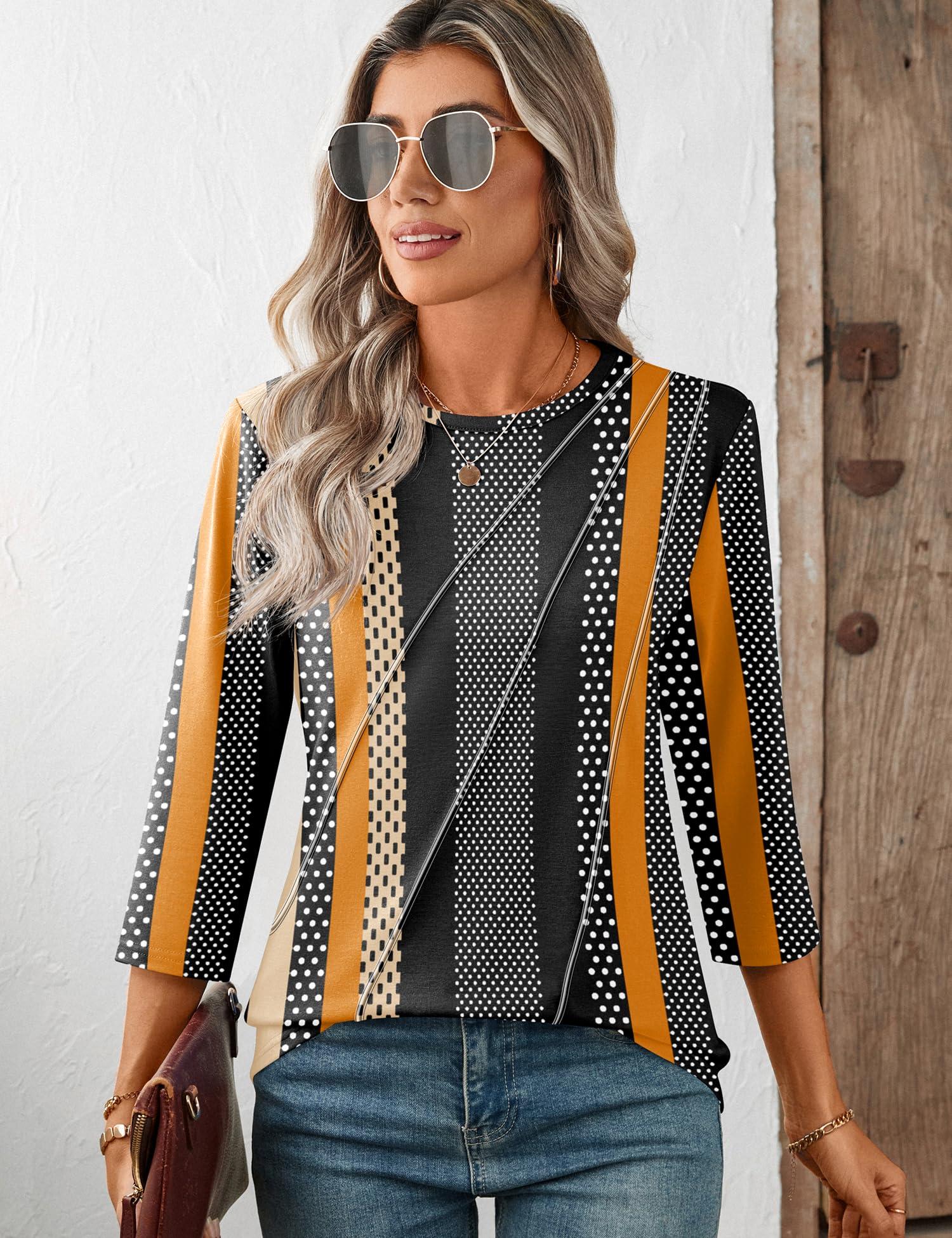 Foto 4 pulgar | Top Lomon Blusa De Verano De Manga Larga De Manga 3/4 Para Mujer - Venta Internacional.