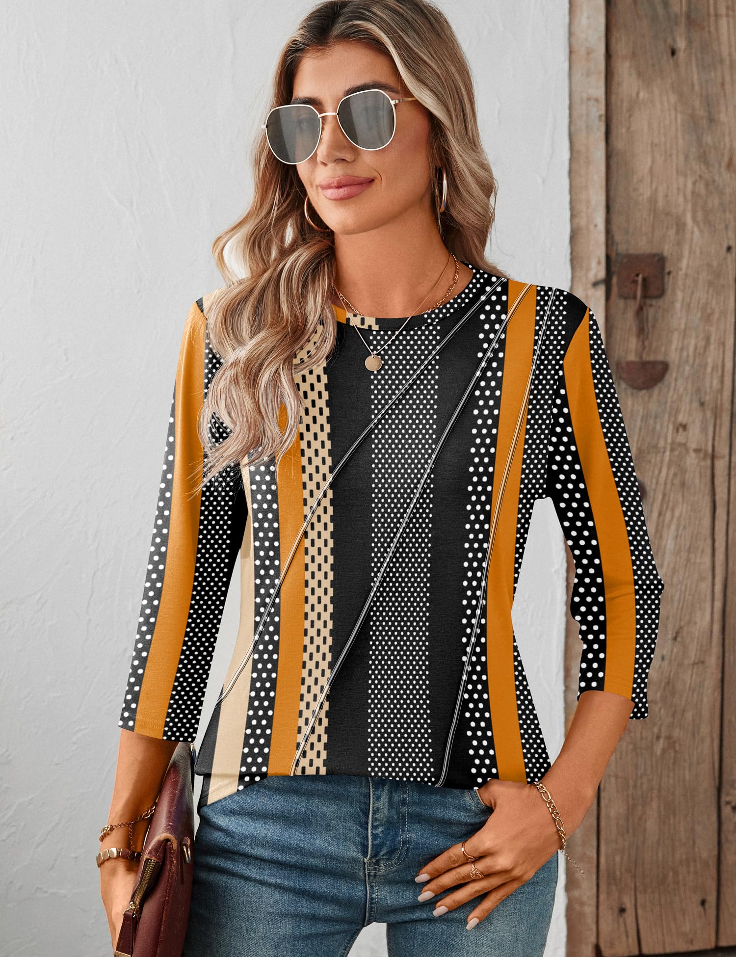 Foto 5 pulgar | Top Lomon Blusa De Verano De Manga Larga De Manga 3/4 Para Mujer - Venta Internacional.