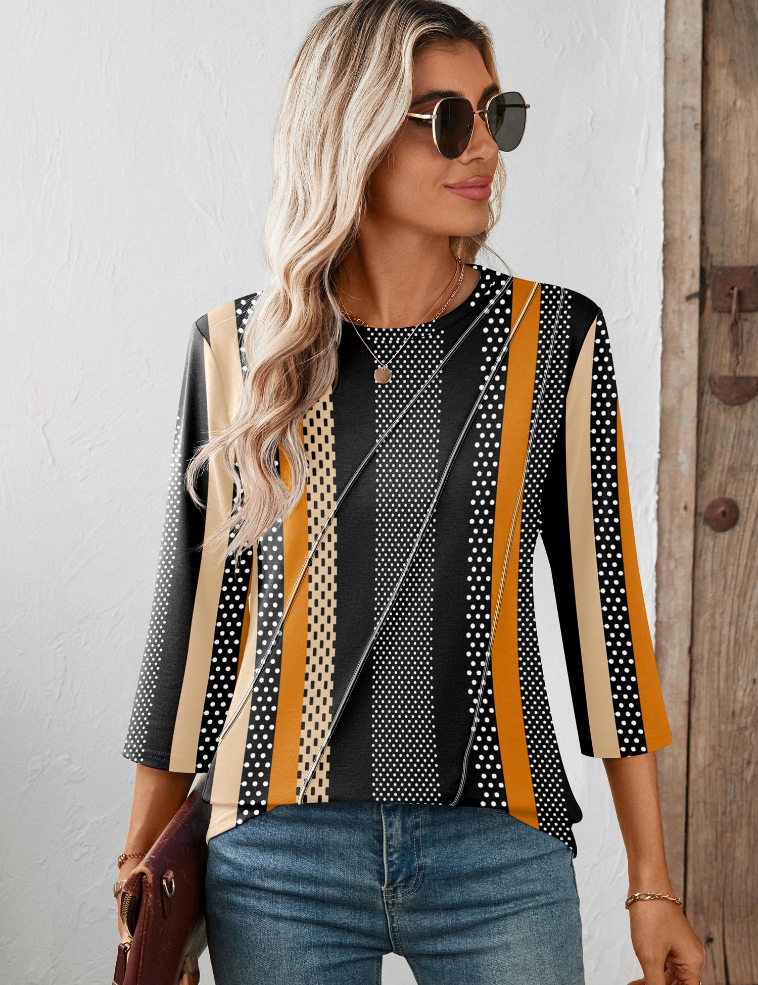 Foto 5 | Top Lomon Blusa De Verano De Manga Larga De Manga 3/4 Para Mujer - Venta Internacional.