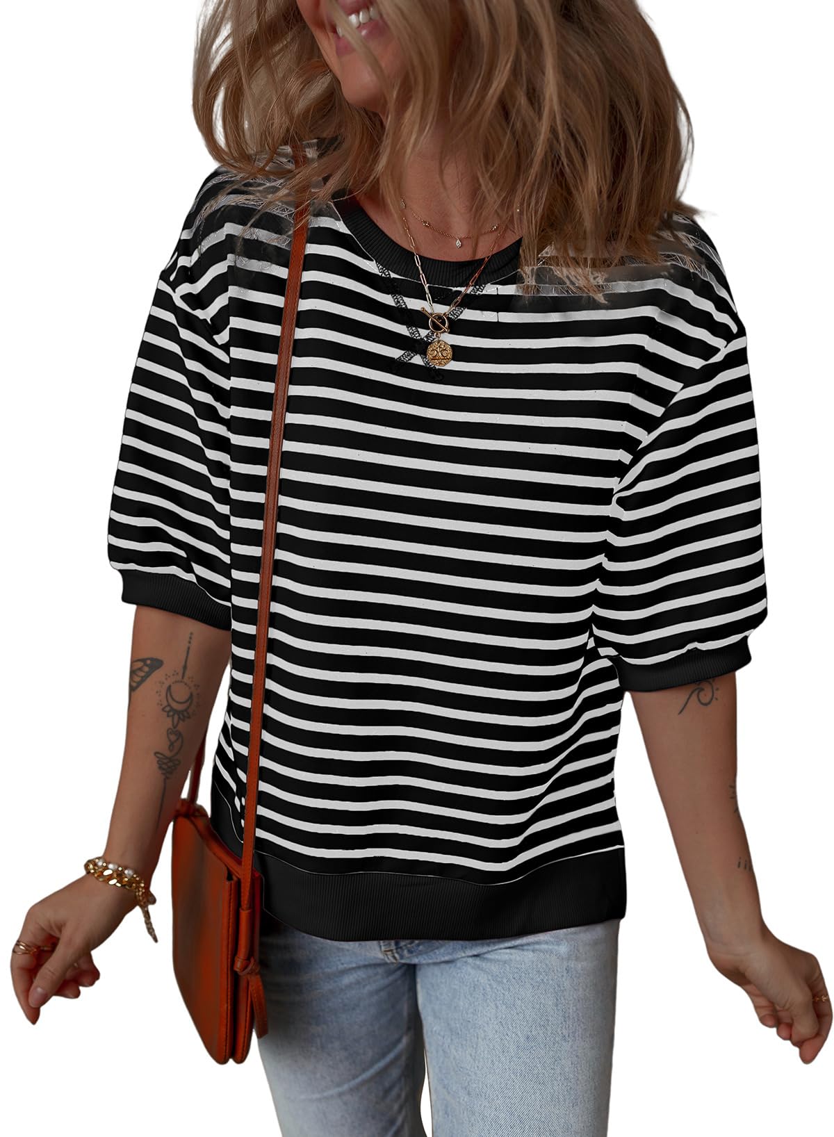 Blusas De Verano Dokotoo Para Mujer Con Mangas De Farol A Rayas - Venta Internacional.