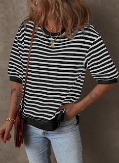 Foto 2 | Blusas De Verano Dokotoo Para Mujer Con Mangas De Farol A Rayas - Venta Internacional.