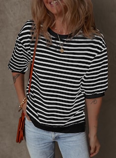 Foto 3 | Blusas De Verano Dokotoo Para Mujer Con Mangas De Farol A Rayas - Venta Internacional.
