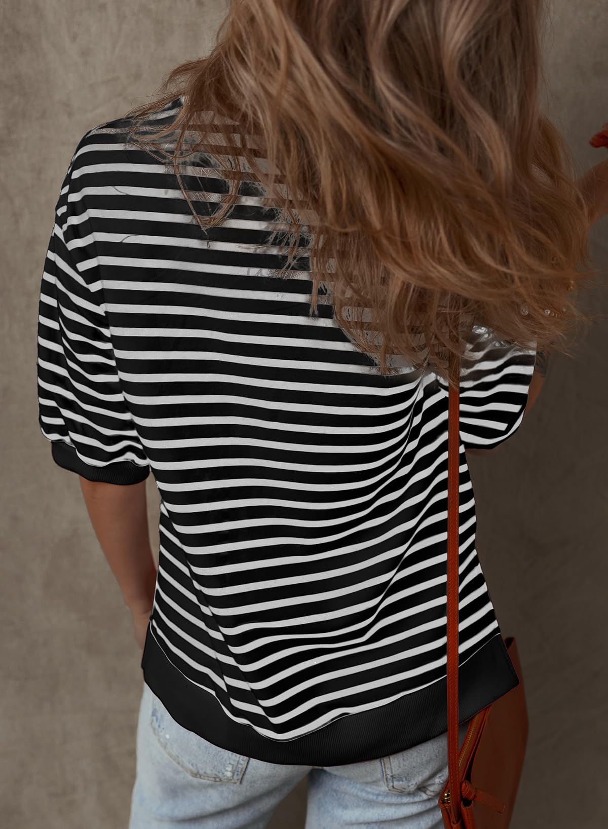 Foto 5 pulgar | Blusas De Verano Dokotoo Para Mujer Con Mangas De Farol A Rayas - Venta Internacional.