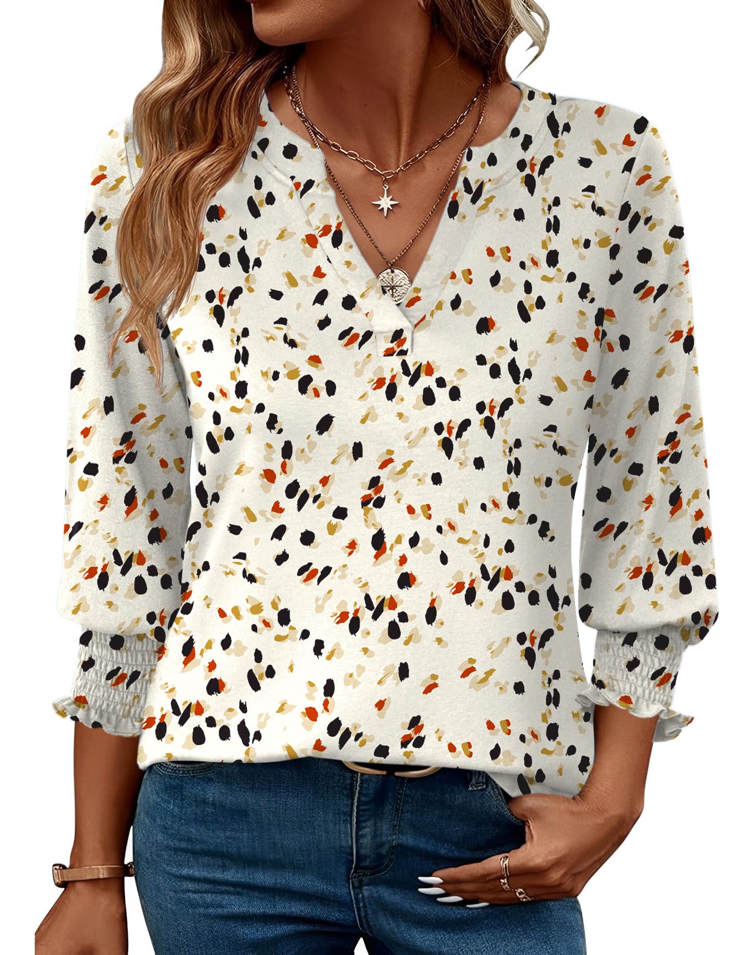 Camiseta Tipo Túnica Lomon Para Mujer, Cuello En V, Manga 3/4, Blanca, Talla M - Venta Internacional.