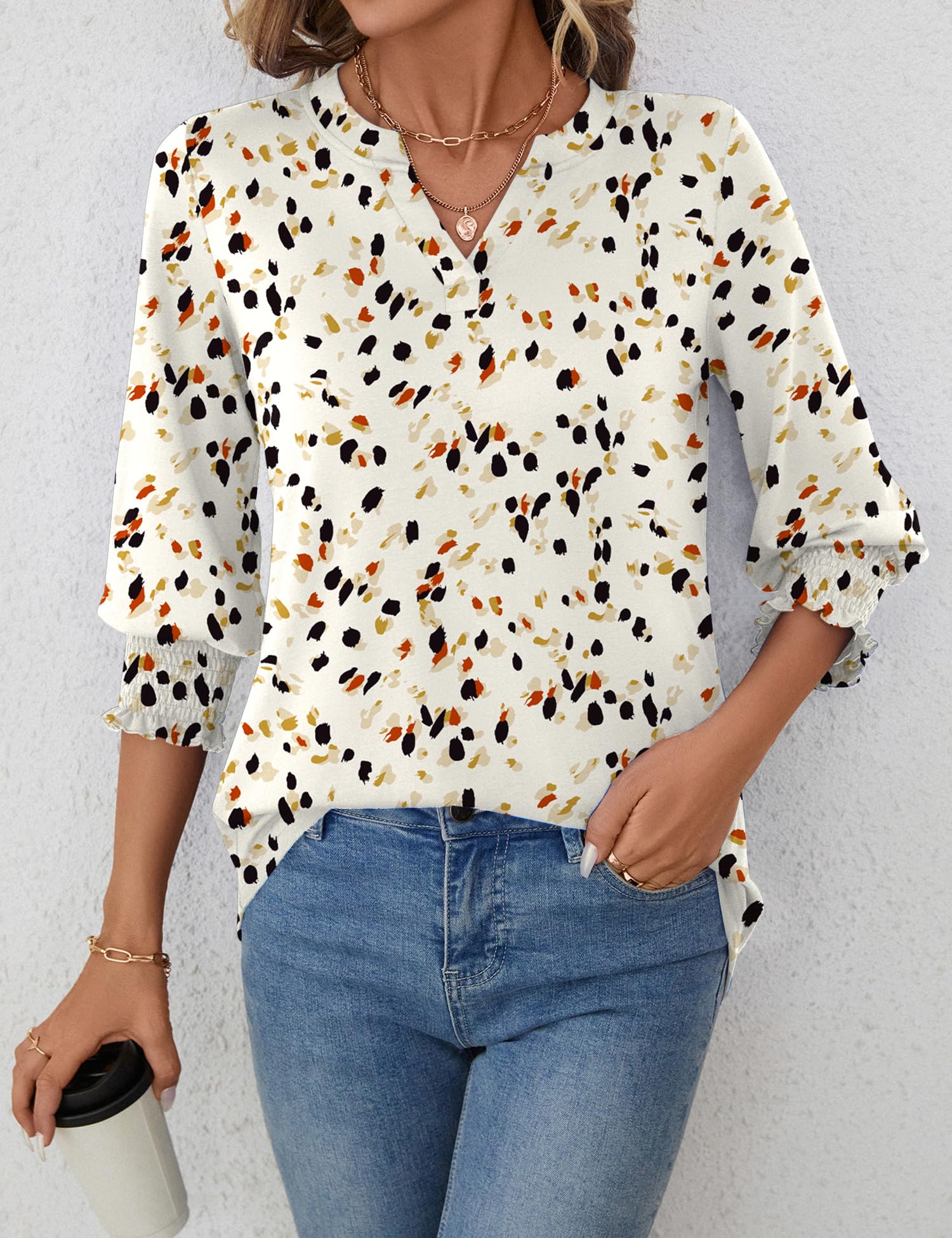 Foto 7 pulgar | Camiseta Tipo Túnica Lomon Para Mujer, Cuello En V, Manga 3/4, Blanca, Talla M - Venta Internacional.