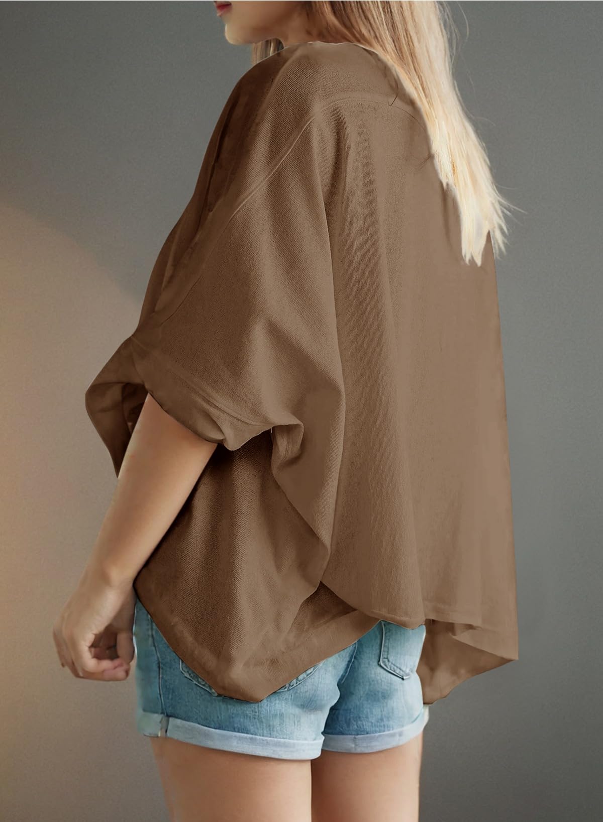Foto 5 | Camiseta Dokotoo Summer Para Mujer, Talla Grande, Marrón, Moda 2024 - Venta Internacional.