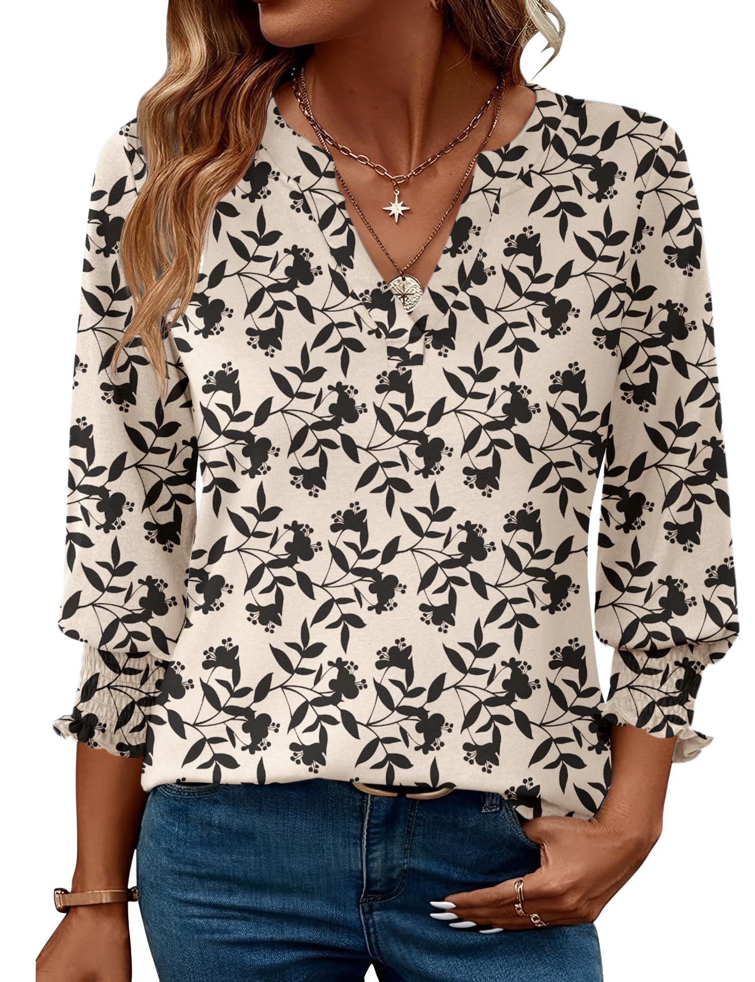 Foto 2 pulgar | Camisa Lomon Para Mujer, Verano 2025, Manga 3/4, Cuello En V - Venta Internacional.