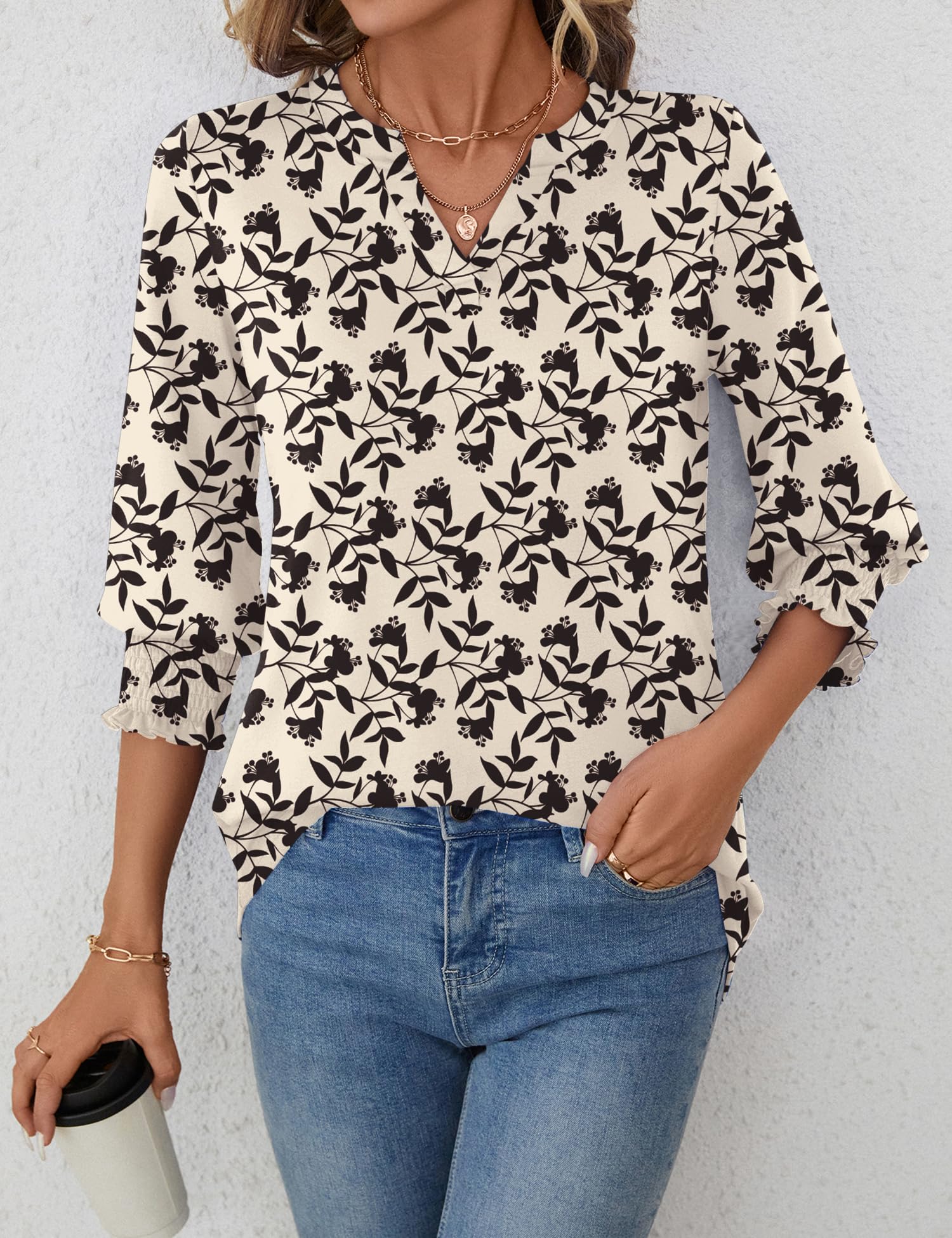 Foto 7 pulgar | Camisa Lomon Para Mujer, Verano 2025, Manga 3/4, Cuello En V - Venta Internacional.