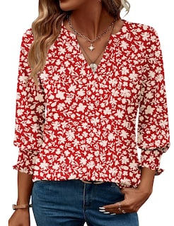 Foto 1 | Top Lomon Para Mujer, Casual, Manga 3/4, Cuello En V, Con Volantes - Venta Internacional.