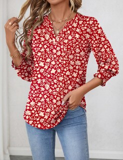 Foto 2 | Top Lomon Para Mujer, Casual, Manga 3/4, Cuello En V, Con Volantes - Venta Internacional.