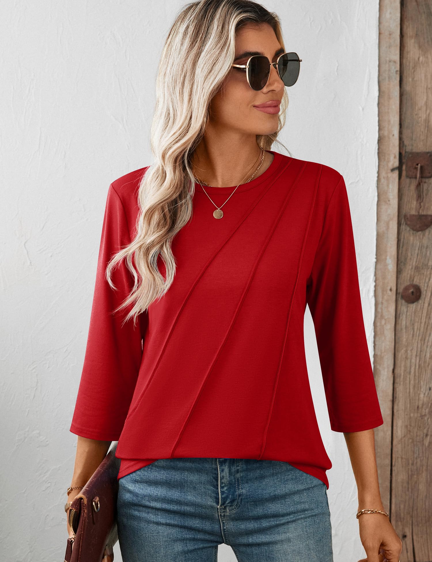 Foto 5 | Blusa Lomon De Manga 3/4 Roja De Poliéster/rayón/spandex Para Mujer - Venta Internacional.