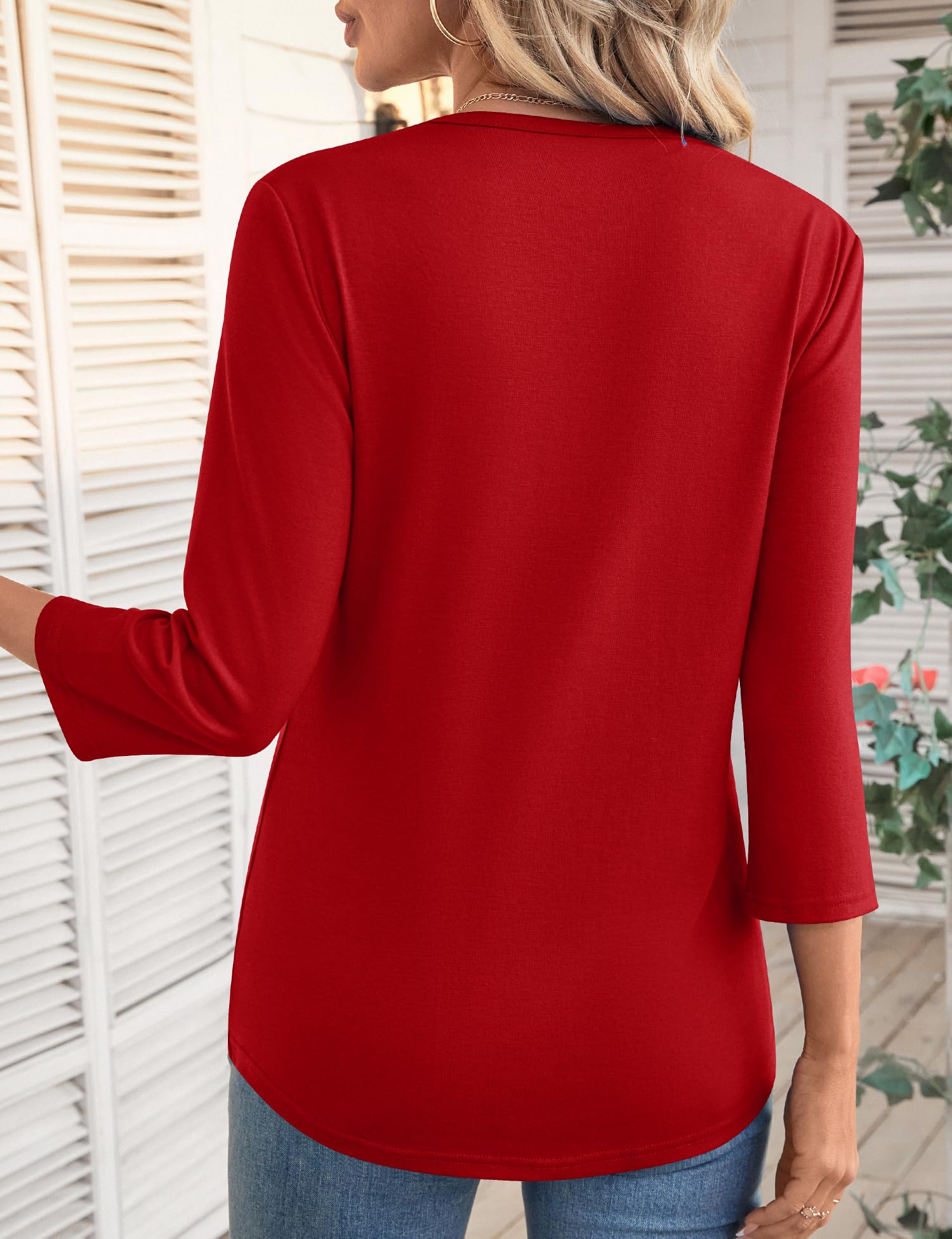Foto 6 | Blusa Lomon De Manga 3/4 Roja De Poliéster/rayón/spandex Para Mujer - Venta Internacional.