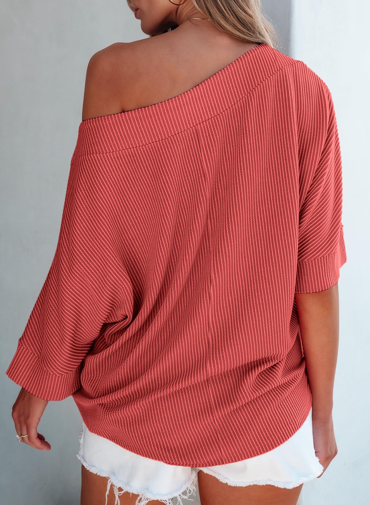 Foto 6 pulgar | Camiseta Evaless Con Hombros Descubiertos Y Mangas 3/4 Para Mujer Tawny M - Venta Internacional.