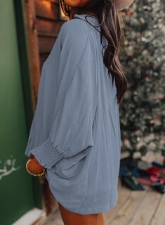 Foto 3 | Blusa Dokotoo Para Mujer, Cuello En V, Manga 3/4, Azul, Poliéster, Xl - Venta Internacional.