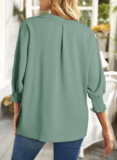 Foto 2 | Blusa Dokotoo Para Mujer Con Cuello En V Y Manga 3/4, Color Verde Menta, Talla Xl - Venta Internacional.