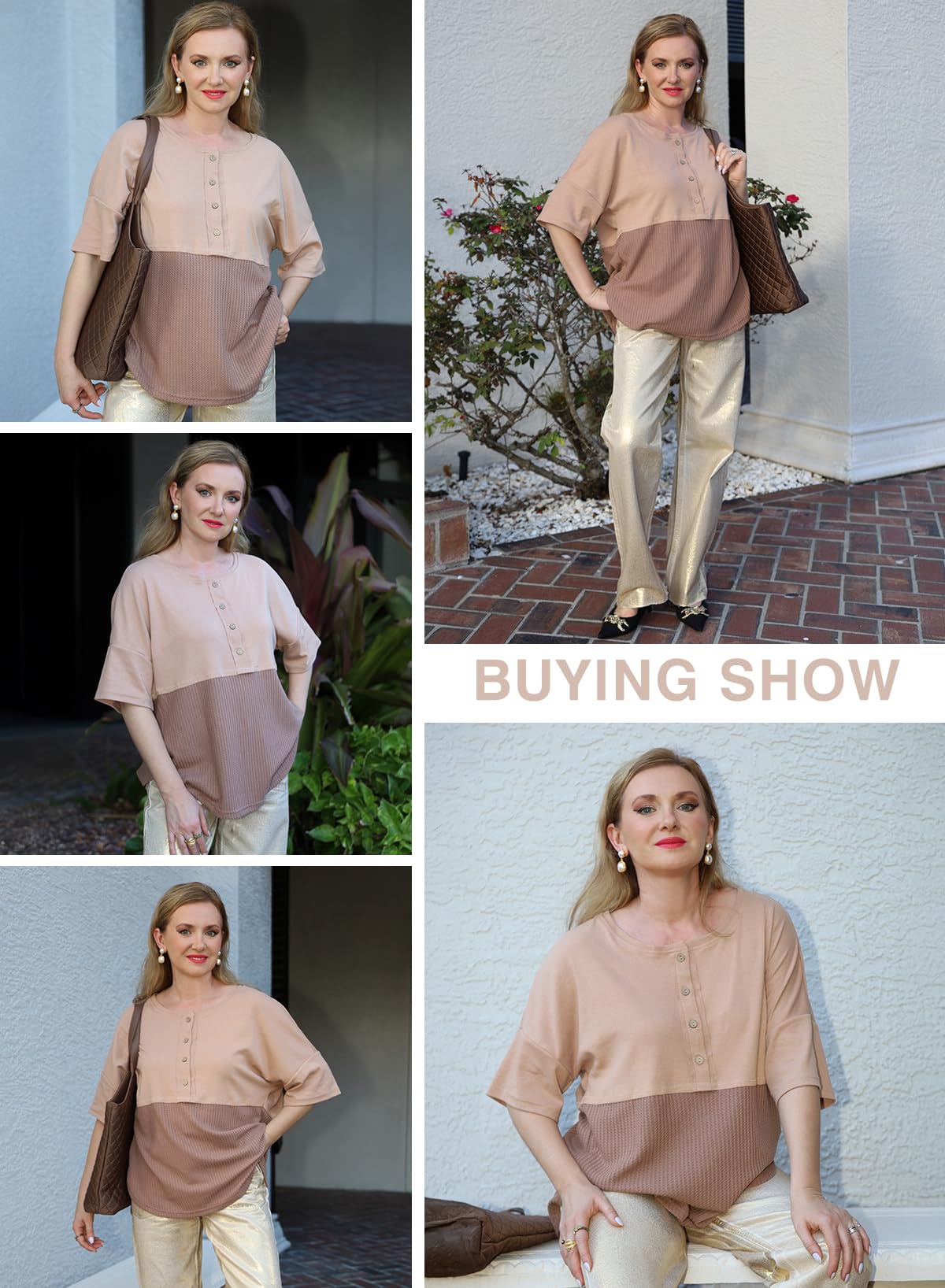 Foto 5 pulgar | Camisa Dokotoo De Manga Corta, Punto Gofrado, Beige Claro, Para Mujer - Venta Internacional.
