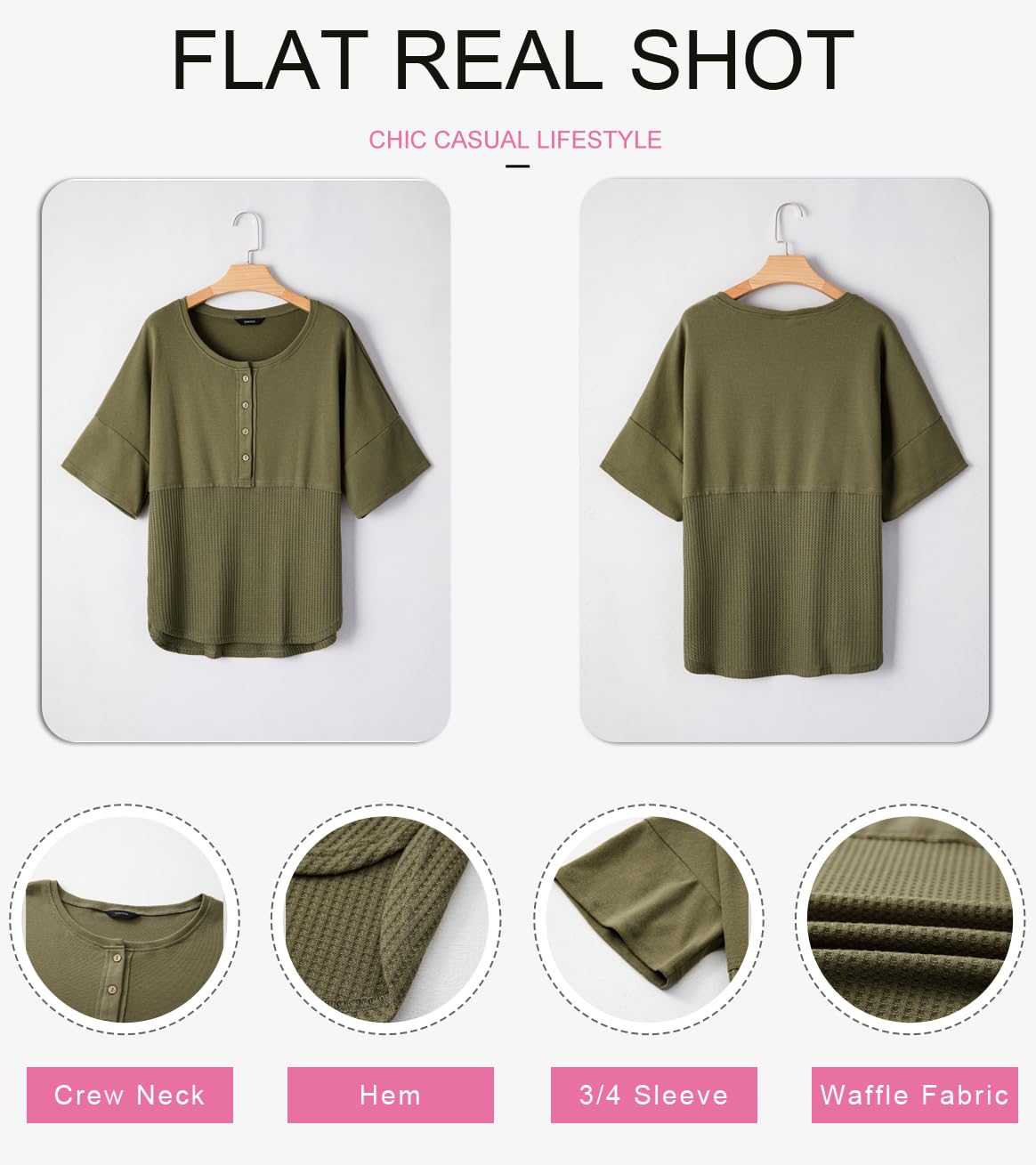 Foto 4 pulgar | Blusa Dokotoo De Punto Gofrado Con Mangas 3/4 Para Mujer, Color Verde - Venta Internacional.