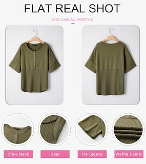 Foto 3 | Blusa Dokotoo De Punto Gofrado Con Mangas 3/4 Para Mujer, Color Verde - Venta Internacional.