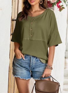Foto 5 | Blusa Dokotoo De Punto Gofrado Con Mangas 3/4 Para Mujer, Color Verde - Venta Internacional.