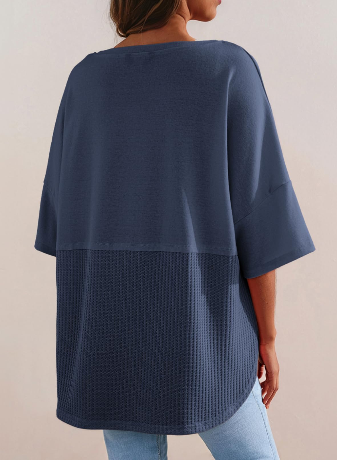 Foto 3 pulgar | Top Dokotoo Summer Waffle Knit Plus Talla Grande Azul Para Mujer - Venta Internacional.