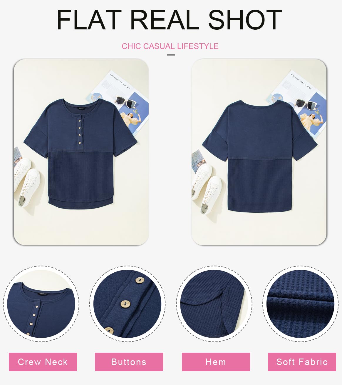 Foto 4 pulgar | Top Dokotoo Summer Waffle Knit Plus Talla Grande Azul Para Mujer - Venta Internacional.