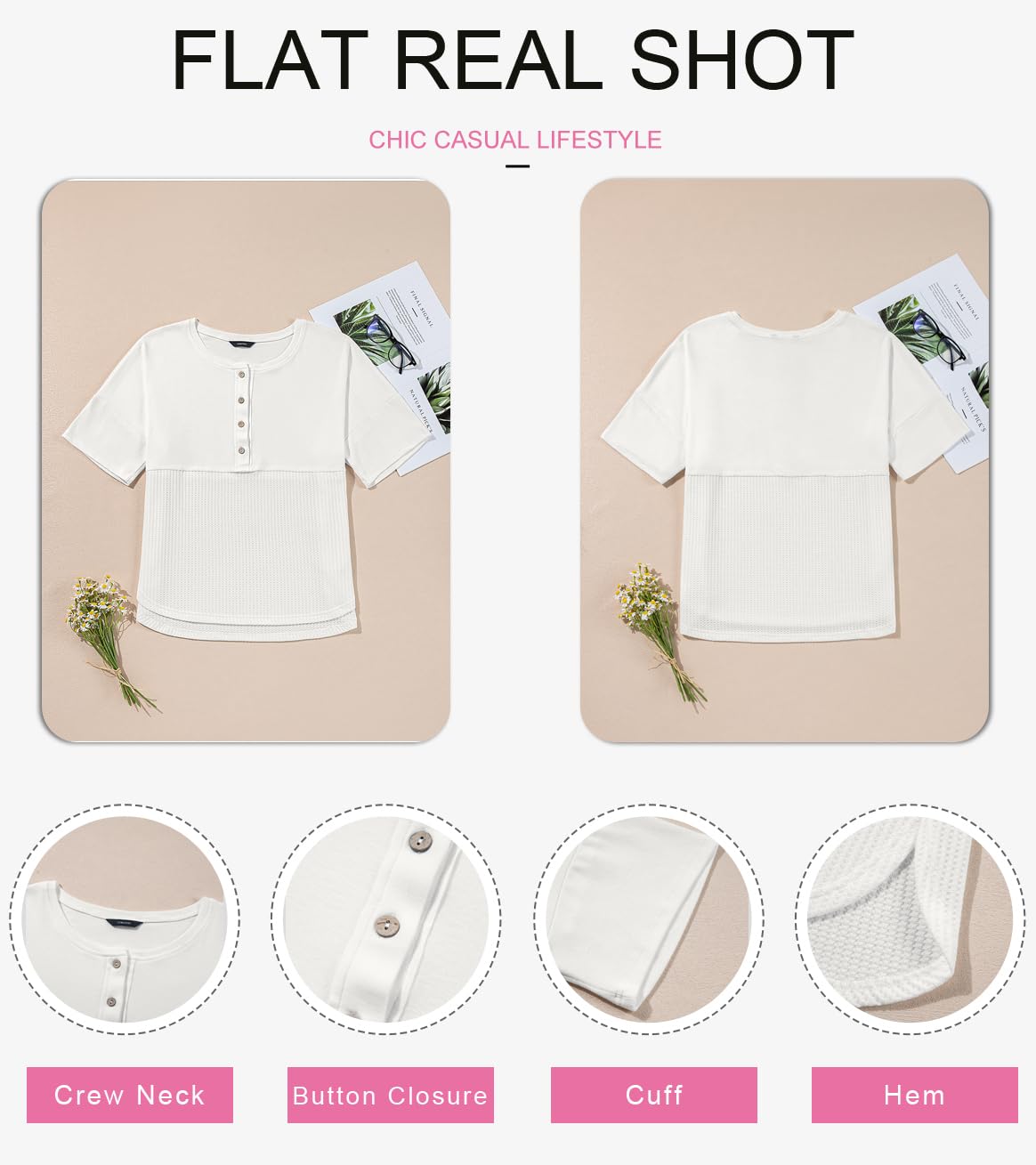 Foto 5 pulgar | Blusa Dokotoo De Punto Gofrado Con Mangas 3/4 Para Mujer, Color Blanco - Venta Internacional.