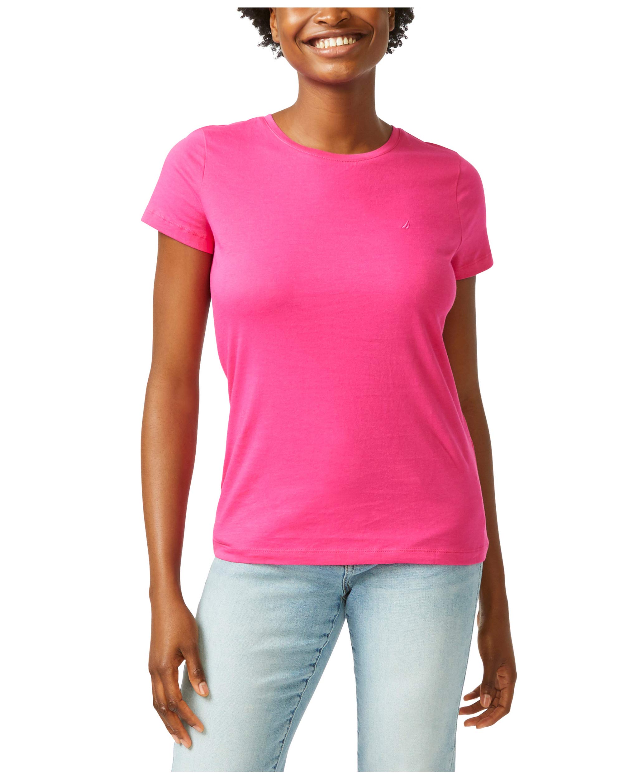 Camiseta Nautica Para Mujer, Corte Clásico, Cuello Redondo, Clase J, Leis, Rosa - Venta Internacional.