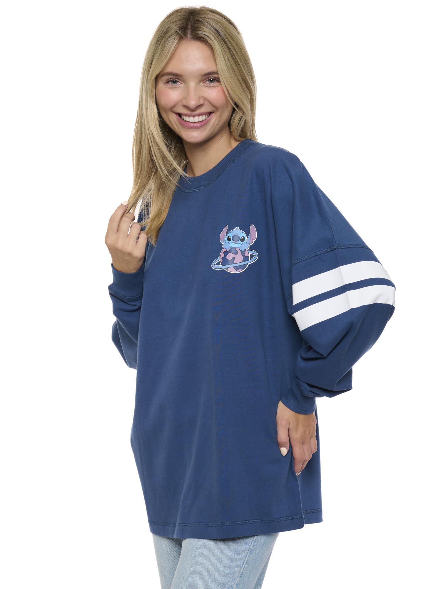 Foto 7 pulgar | Jersey De Manga Larga Disney Stitch Para Mujer, Azul Oscuro, Xxl - Venta Internacional.