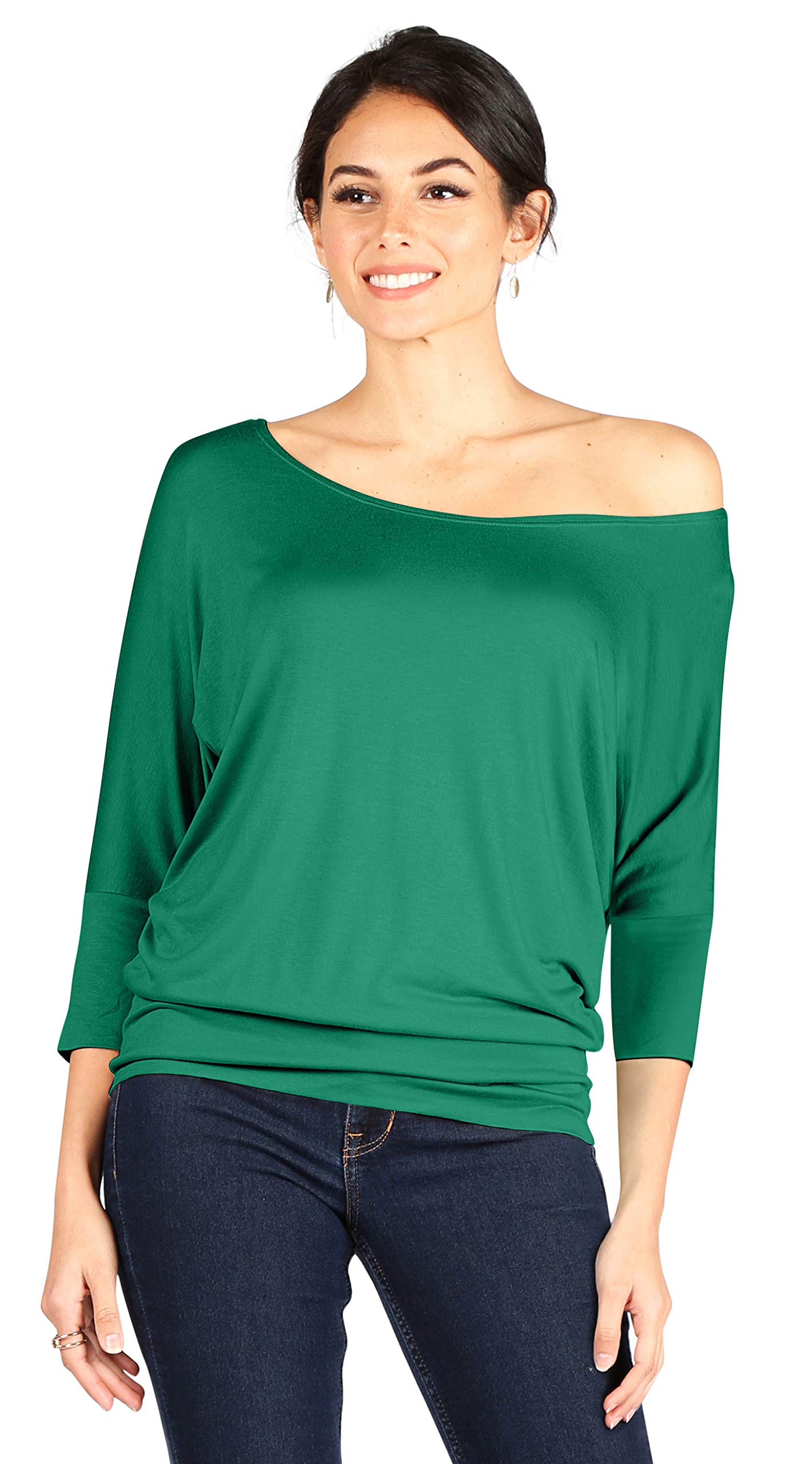 Foto 3 pulgar | Camisa Simlu Túnica Drapeada Verde Esmeralda Para Mujer, Manga 3/4, Xxl - Venta Internacional.