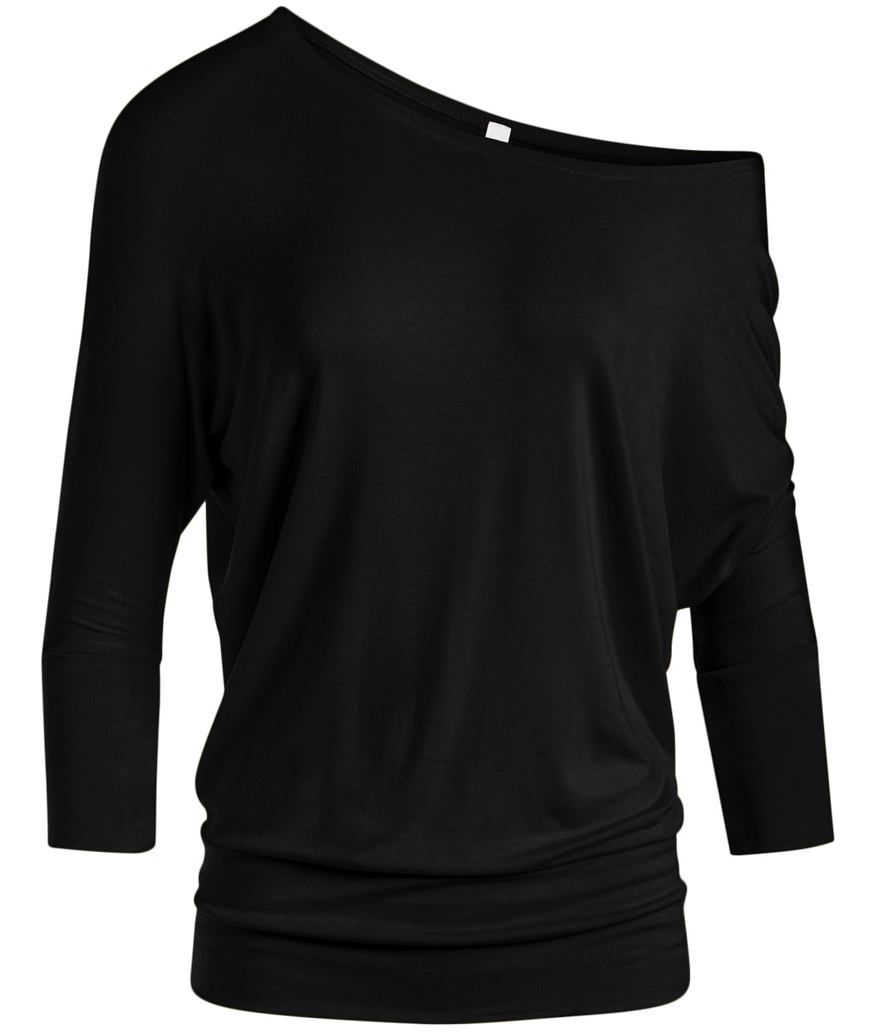 Top Simlu Dolman, Manga 3/4, Drapeado, Cuello Redondo Y Cintura Con Bandas - Venta Internacional.