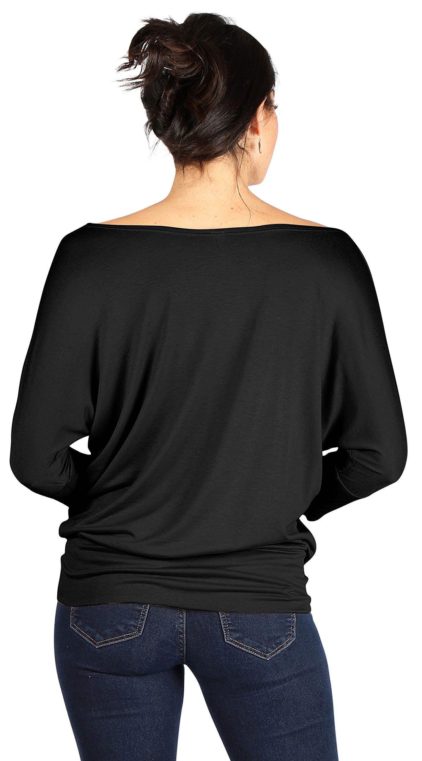 Foto 3 | Top Simlu Dolman, Manga 3/4, Drapeado, Cuello Redondo Y Cintura Con Bandas - Venta Internacional.