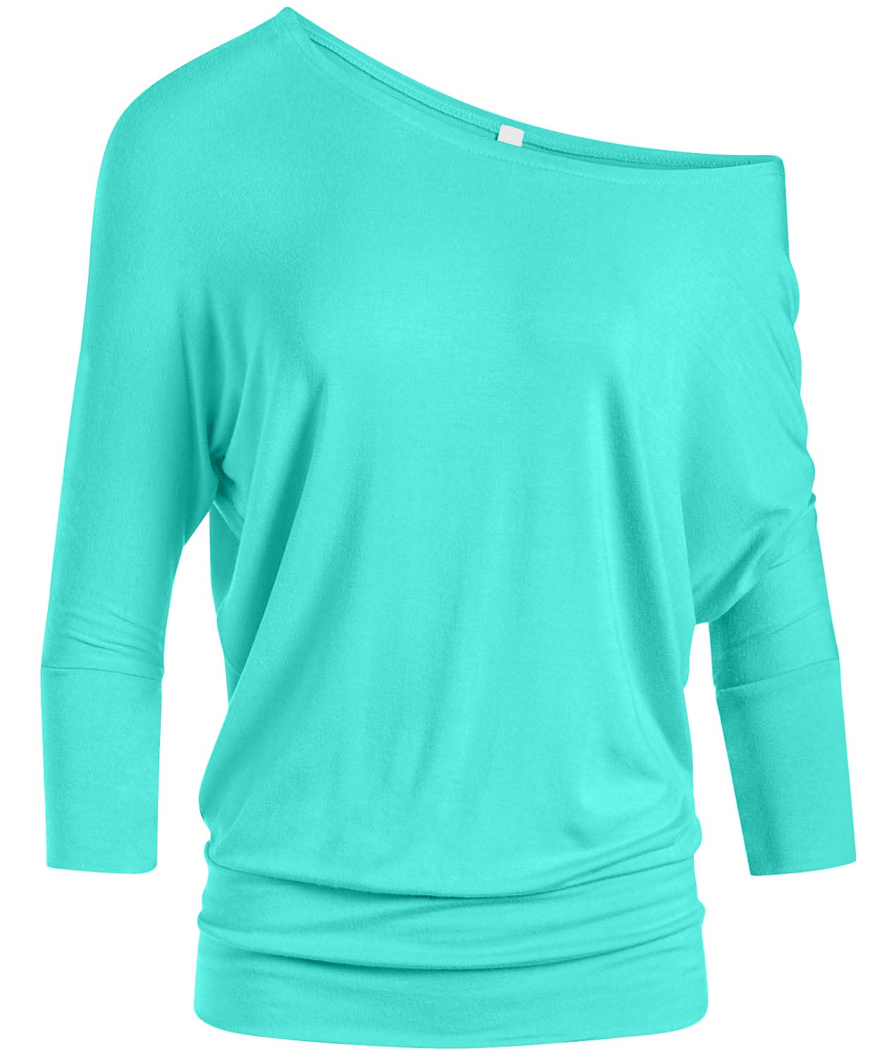 Top Simlu Dolman, Manga 3/4, Drapeado, Cuello Redondo Y Cintura Con Bandas - Venta Internacional.