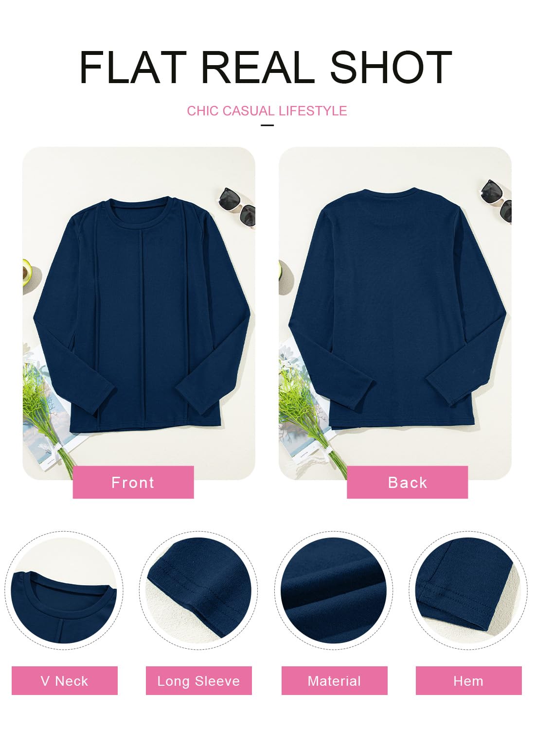 Foto 6 pulgar | Camiseta Evaless Basic 2024 Con Cuello Redondo Y Manga Larga Para Mujer - Venta Internacional.