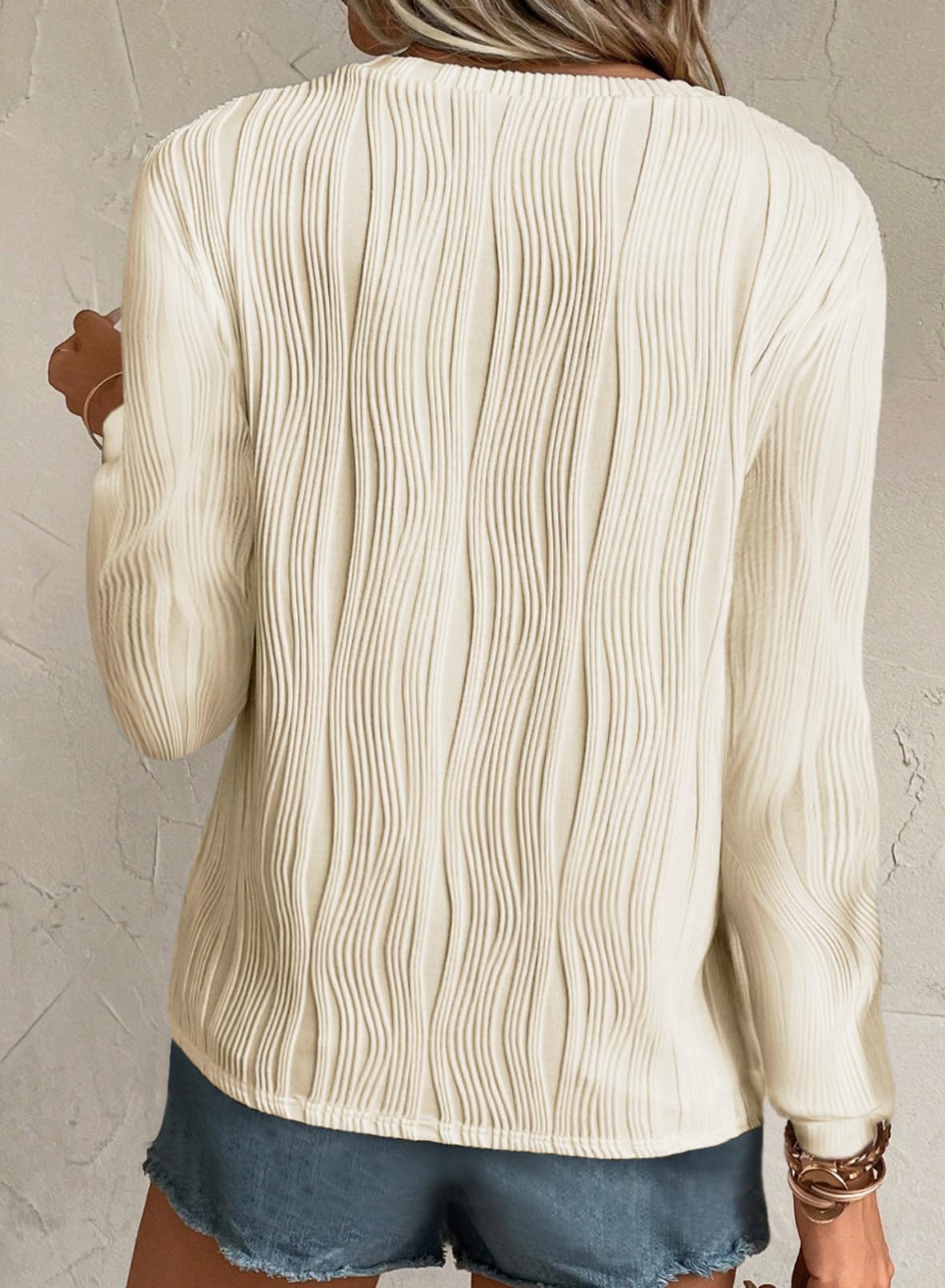 Foto 4 pulgar | Vestido Tipo Camiseta Evaless De Manga Larga Para Mujer, Color Beige, Talla S - Venta Internacional.